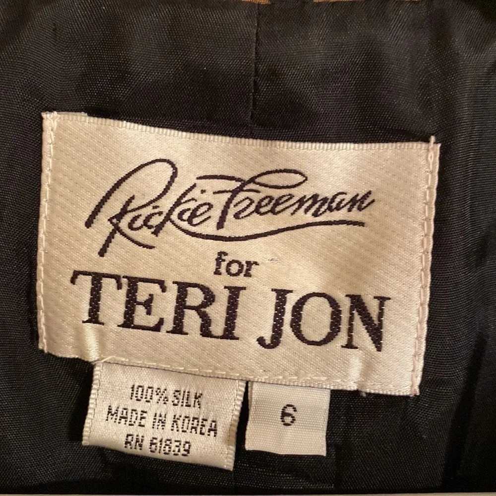 100% Silk Vtg Inspired Jacket 2 Button Polka Dot Chocolate Brown Black 6